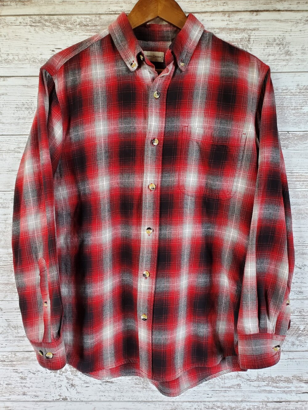 Hobbs Creek Men’s Red Shadow Plaid Flannel Button Down Shirt